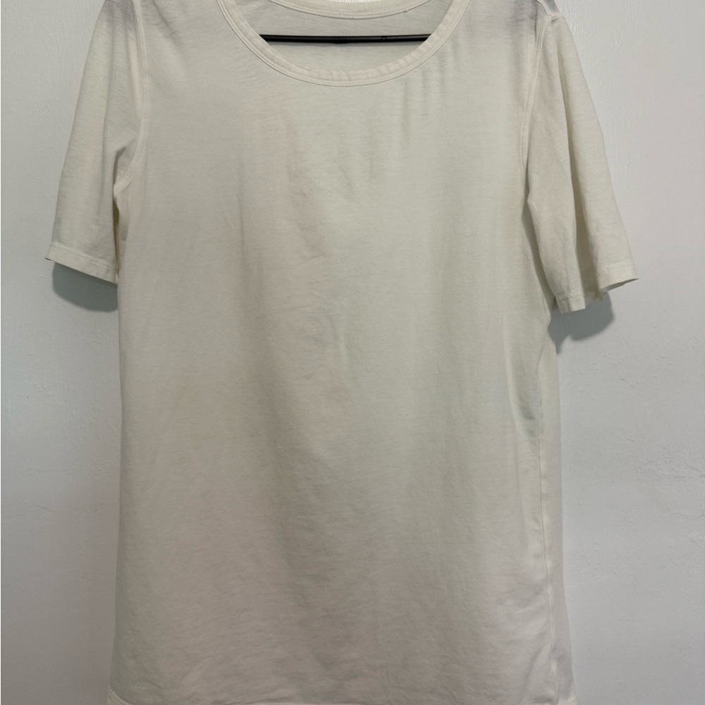 Lululemon Womens White Relaxed Fit Shirt Short Sleeve Breathable (Chest-34'')